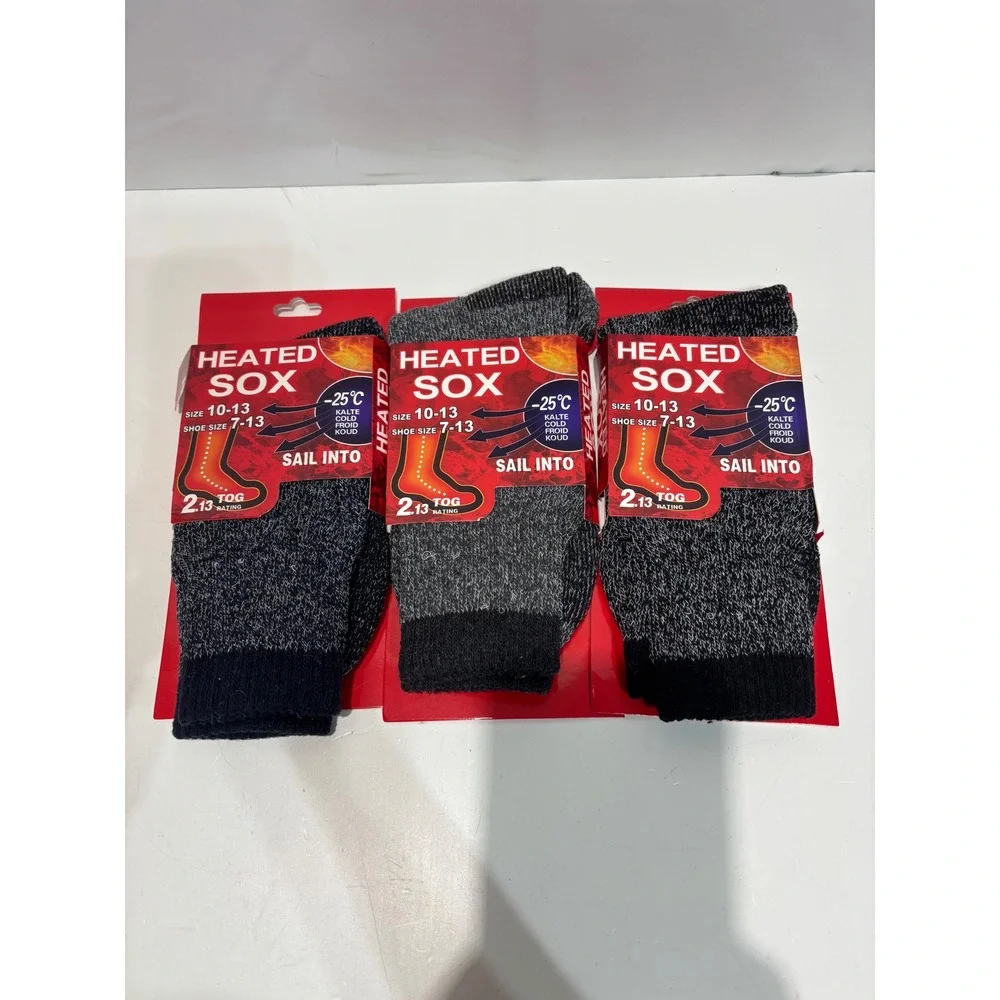 Heated Sox Thermal Socks Mens 10-13 Multi 3-Pack 2.13 TOG Extreme Cold -25C